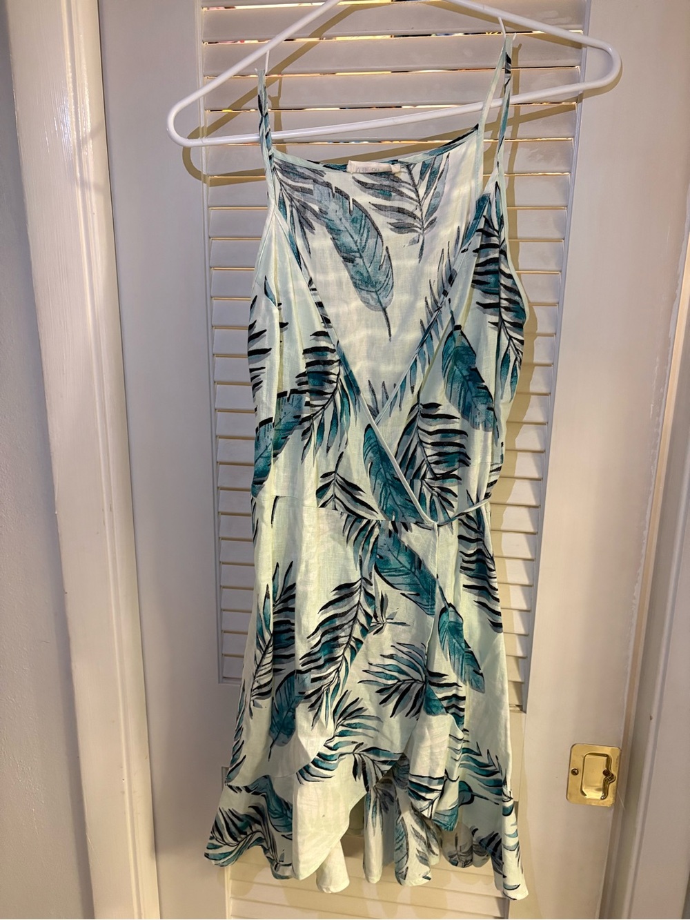 Millibon Teal and Black Palm-Print Swim Coverup Slip